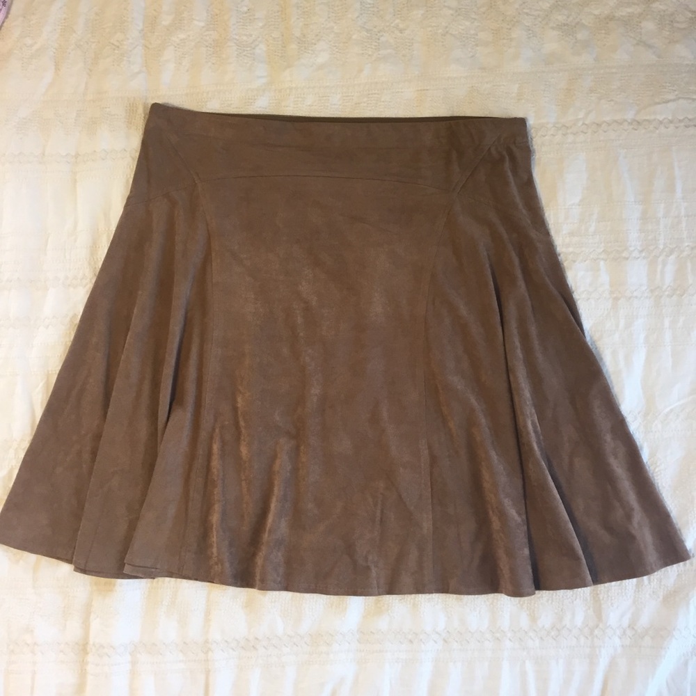 Faux suede camel colored skirt